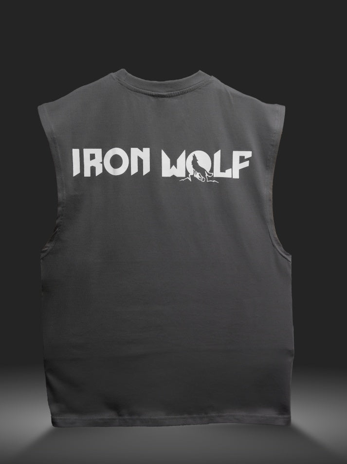 Grey Oversized Iron Wolf Tank Tee