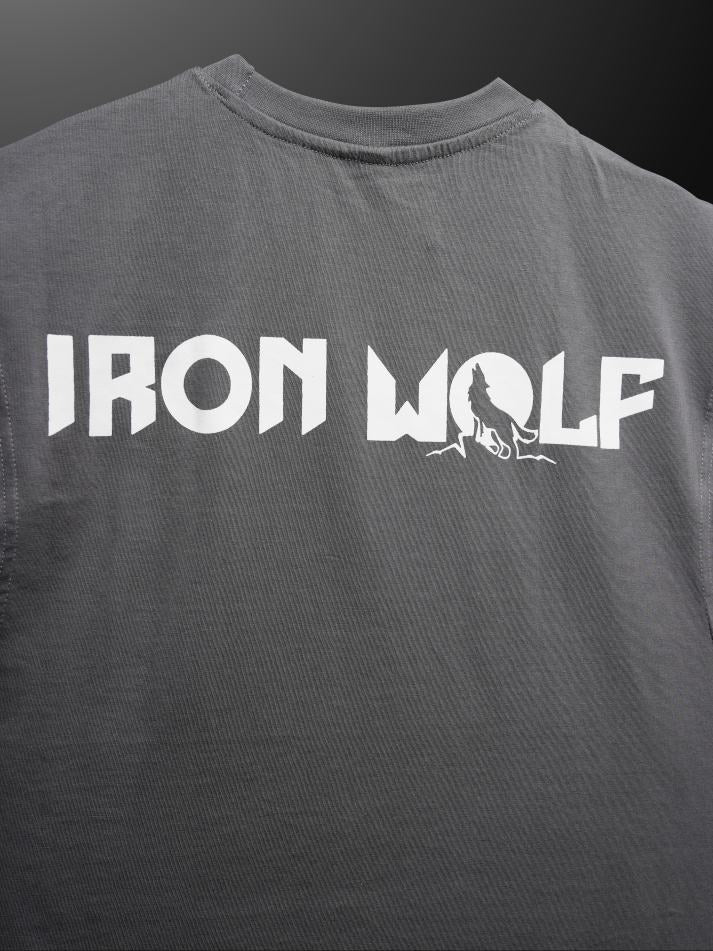 Grey Oversized Iron Wolf Tank Tee