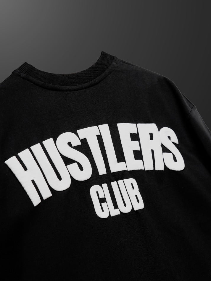 Hustlers Club Oversized Heavy French Cotton T-Shirt (Black and White)