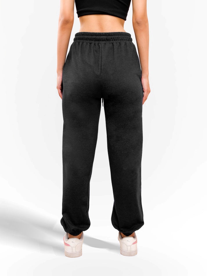 Black Gathered Joggers for Women