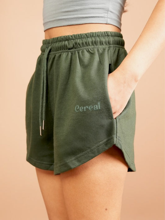 Olive Green Sweat Shorts For Women