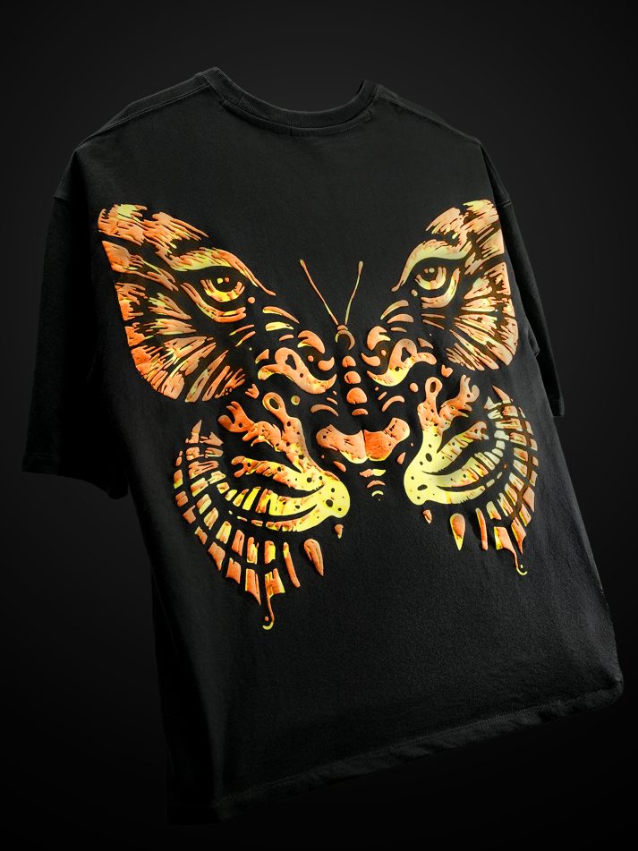 Butterfly Tiger Oversized Heavy French Cotton T-Shirt