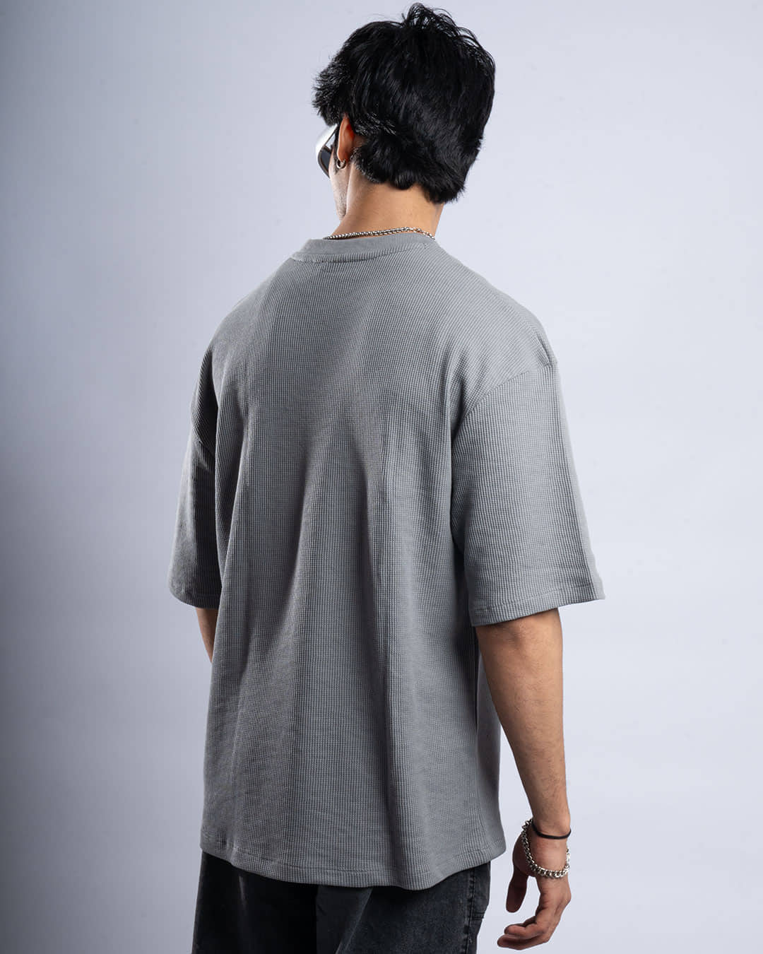 Premium 250 GSM Waffle Knit Oversized T-Shirt (Grey)