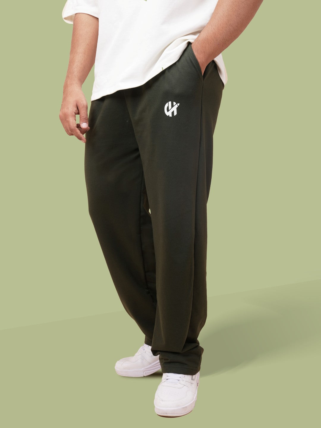 Straight Olive Green Heavy Weight Joggers