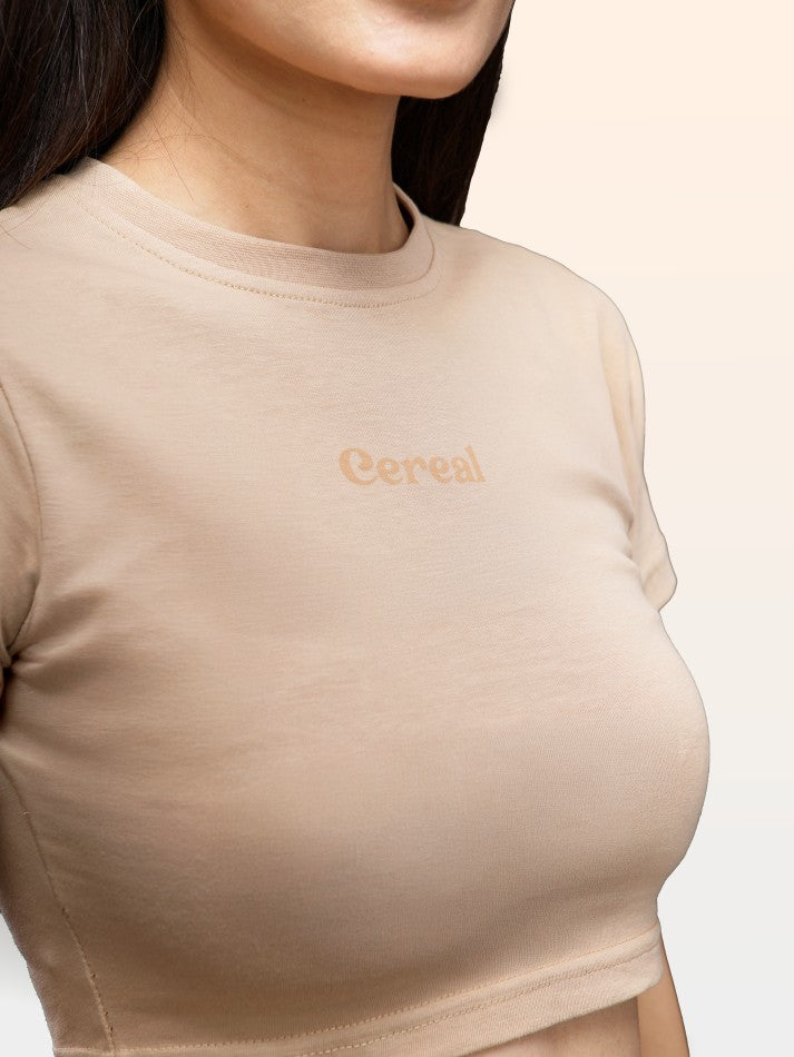 Beige 100% Cotton Crop Top