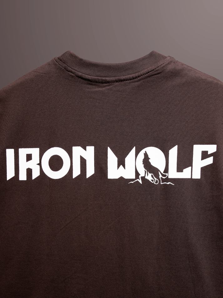 Brown Oversized Iron Wolf Tank Tee