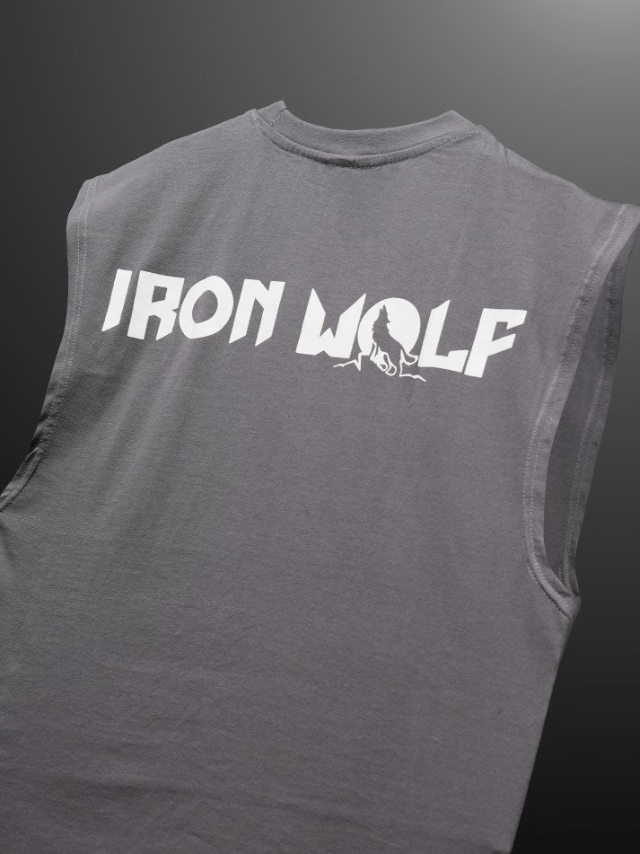 Grey Oversized Iron Wolf Tank Tee