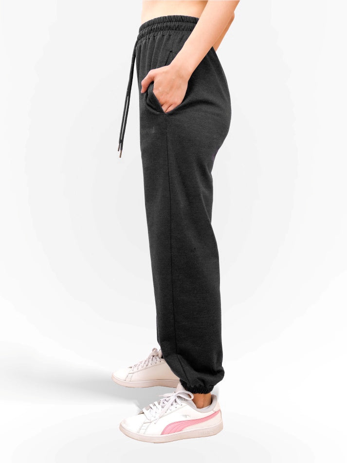 Black Gathered Joggers for Women