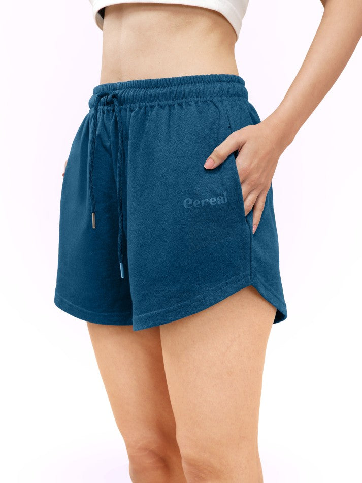 Airforce Blue Sweat Shorts For Women
