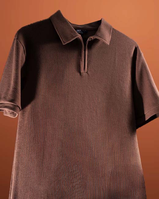 Old Money Waffle Knit Regular Polo T-Shirt (Brown)