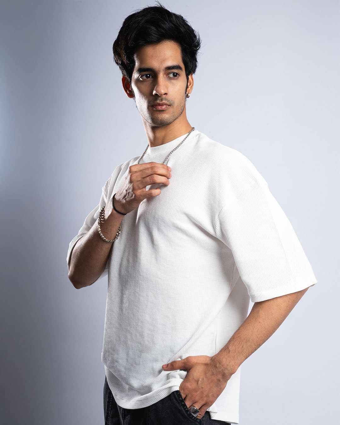 Premium 250 GSM Waffle Knit Oversized T-Shirt (Off White)