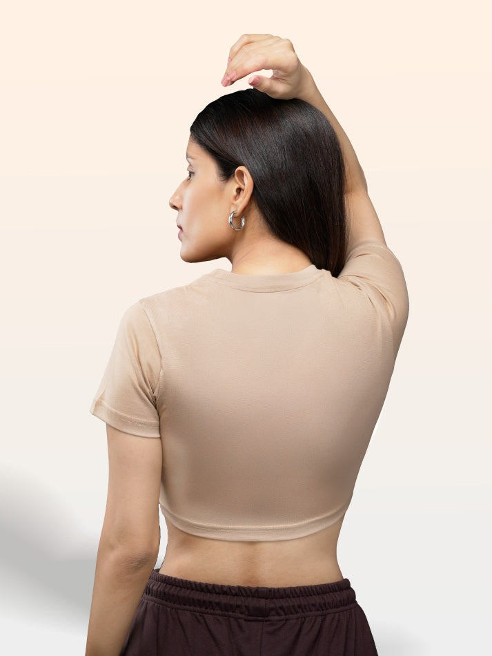 Beige 100% Cotton Crop Top