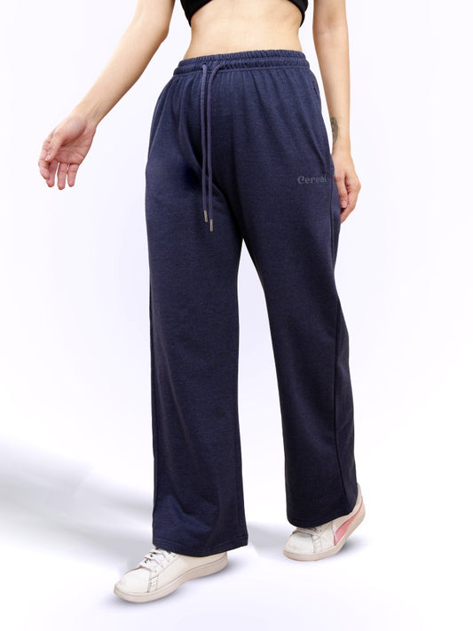 Navy Milange A-Line Bomber Pants for Women