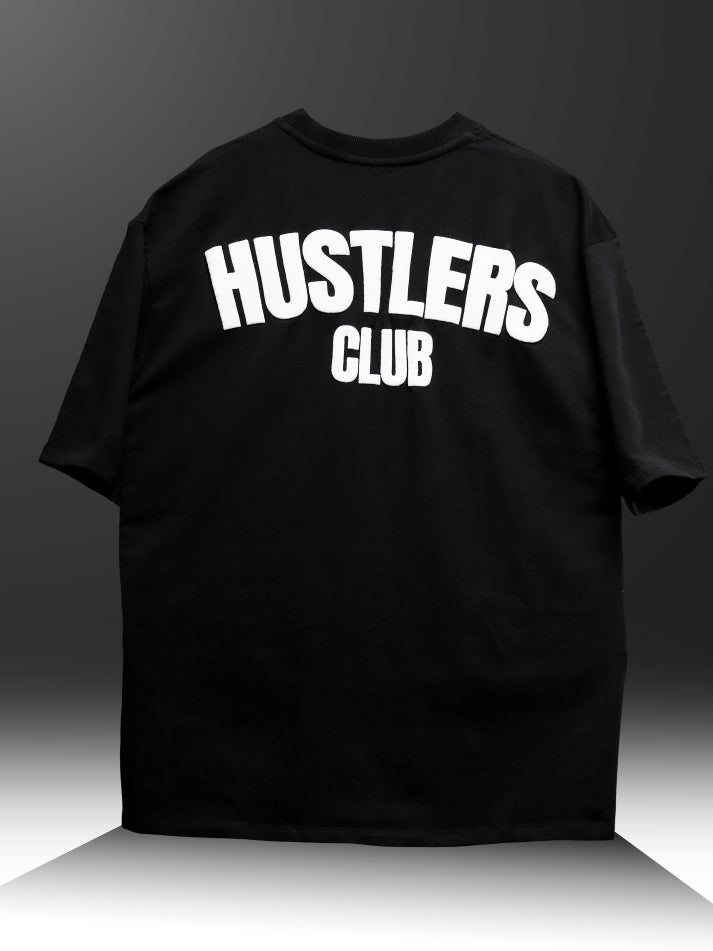 Hustlers Club Oversized Heavy French Cotton T-Shirt (Black and White)