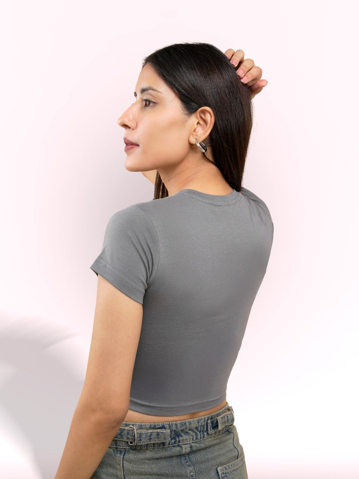 Grey 100% Cotton Crop Top