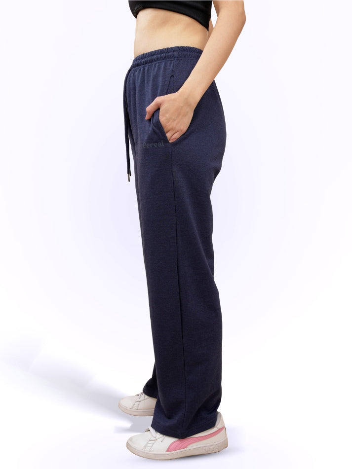 Navy Milange A-Line Bomber Pants