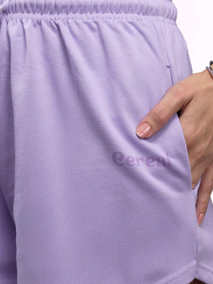 Lilac Sweat Shorts For Women