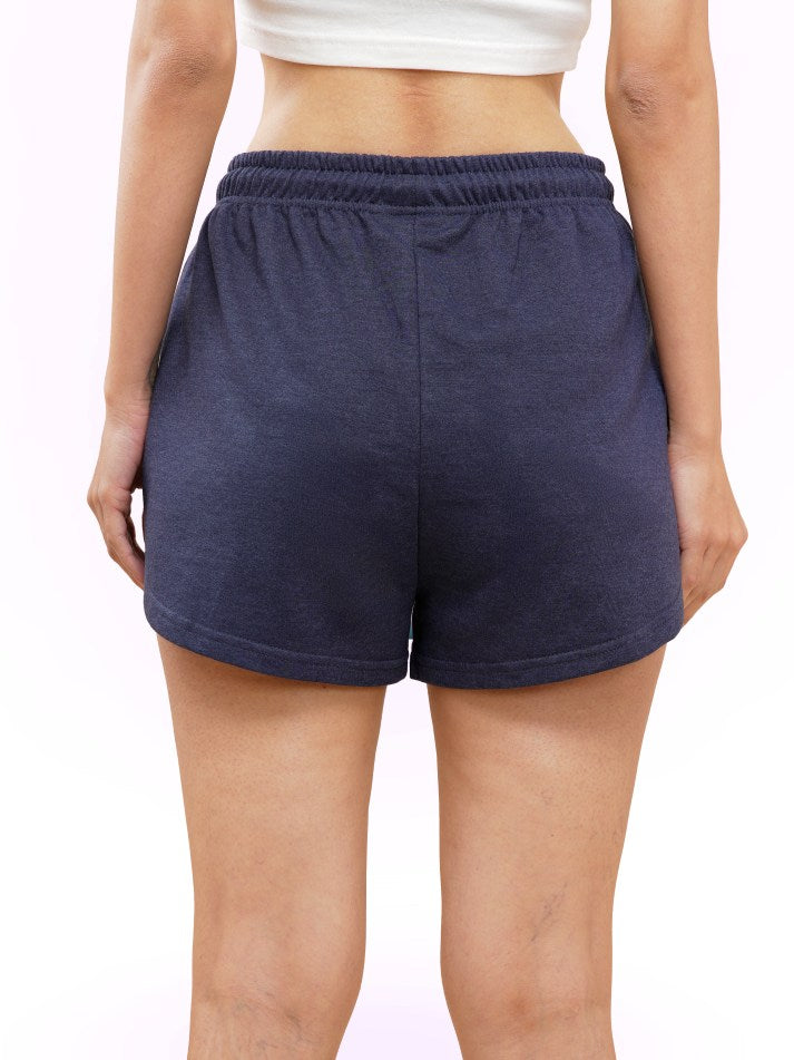Navy Milange Sweat Shorts For Women