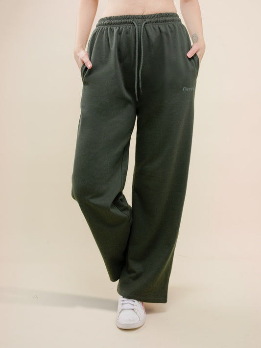Olive Green A-Line Bomber Pants for Women