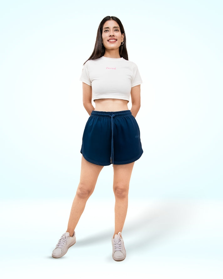 Navy Blue Sweat Shorts For Women
