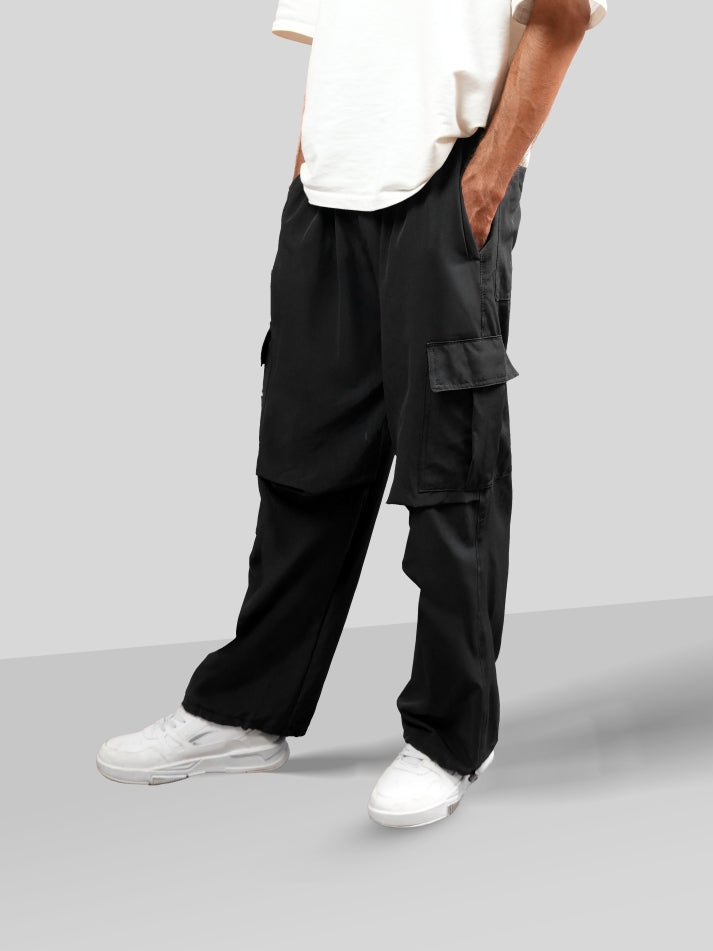 VIRAL Black Parachute Pants Loose Fit