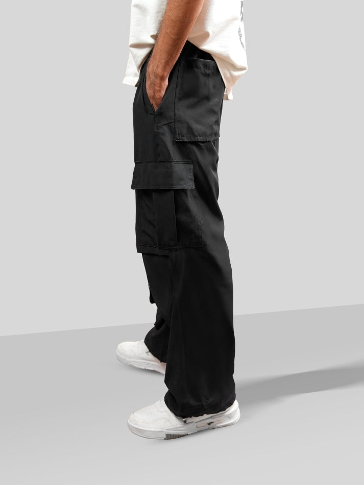 VIRAL Black Parachute Pants Loose Fit