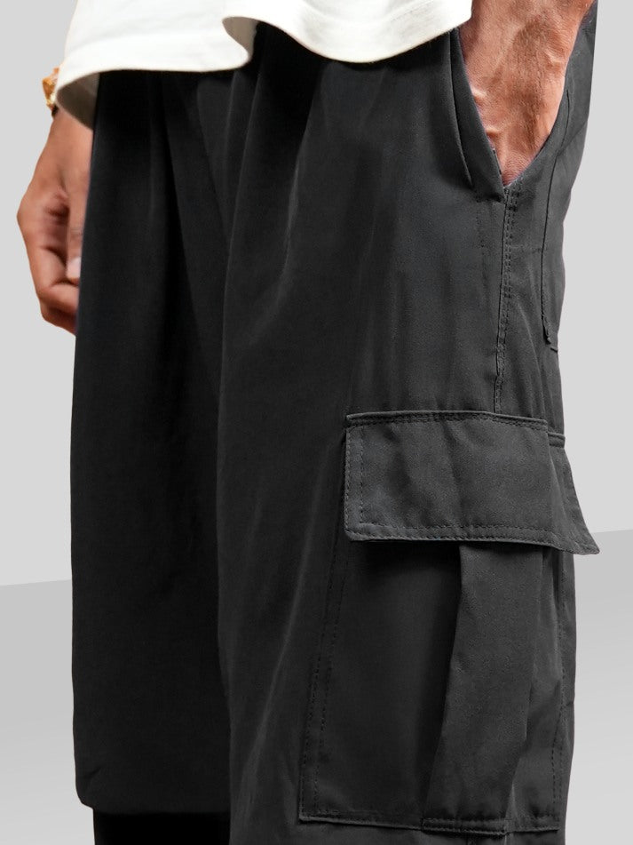 VIRAL Black Parachute Pants Loose Fit