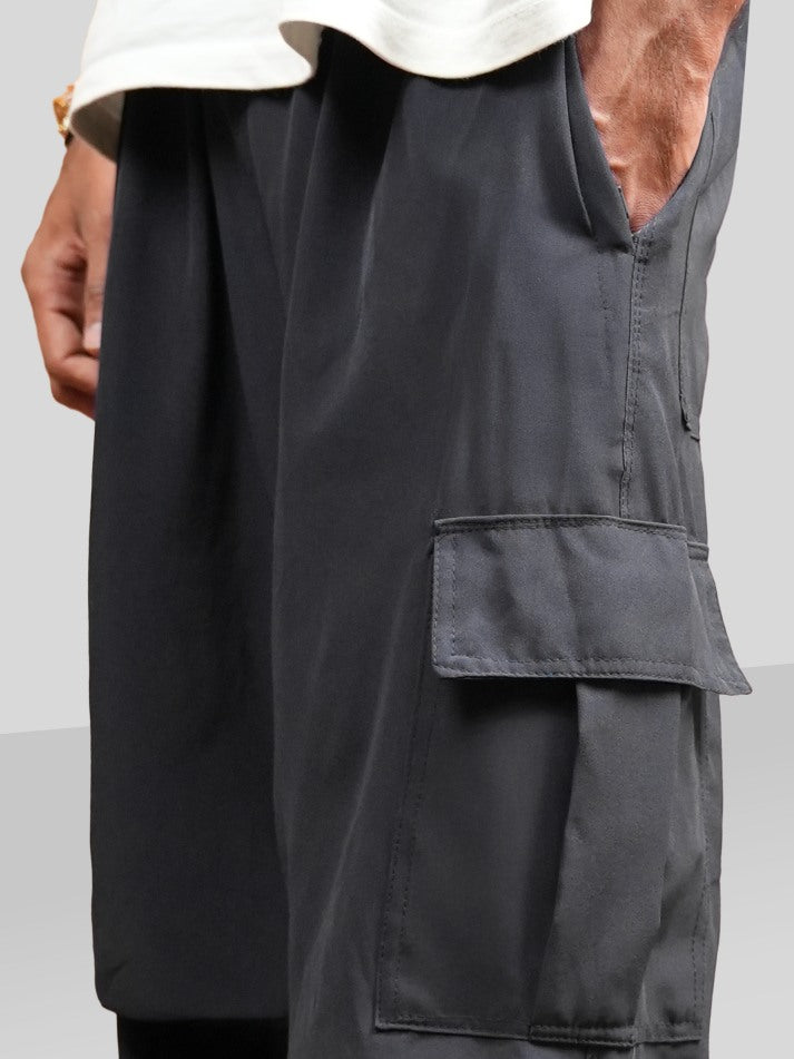 VIRAL Grey Parachute Pants Loose Fit
