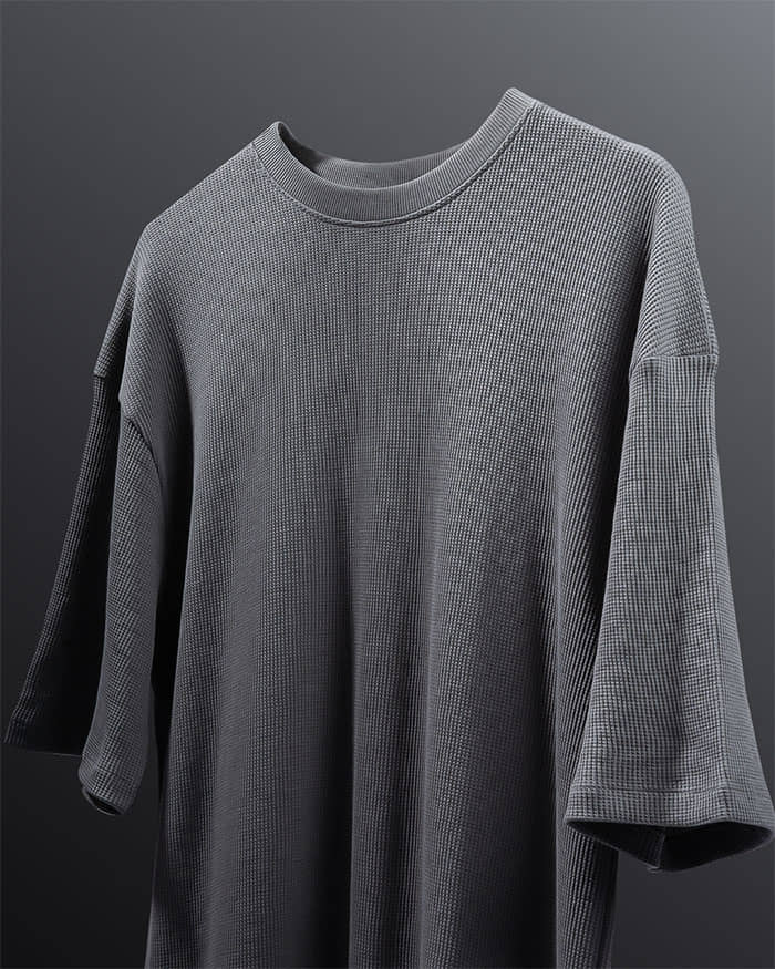 Premium 250 GSM Waffle Knit Oversized T-Shirt (Grey)