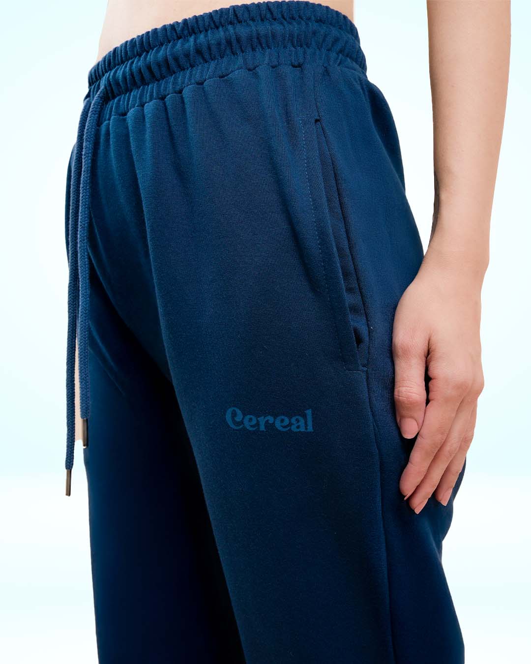 Navy Blue Gathered Joggers for Women