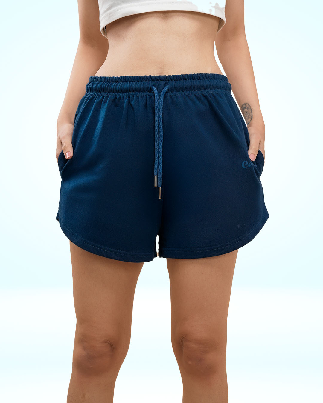 Navy Blue Sweat Shorts For Women