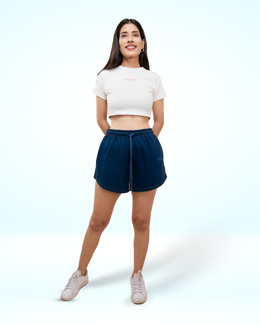 Navy Blue Sweat Shorts For Women