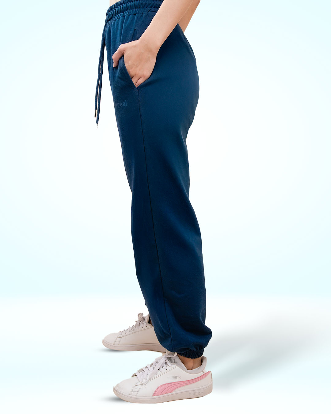 Navy Blue Gathered Joggers for Women