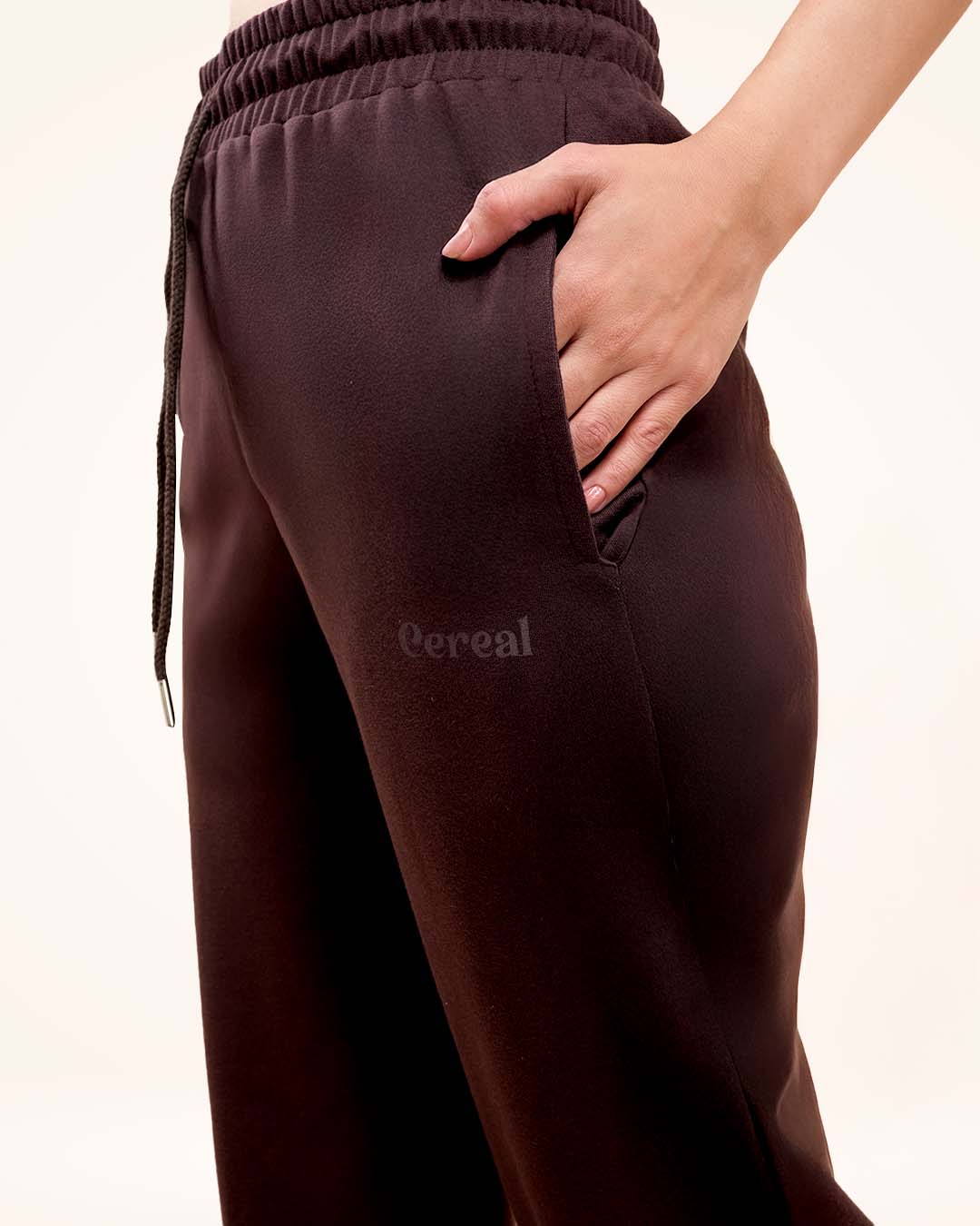 Brown Gathered Joggers for Women