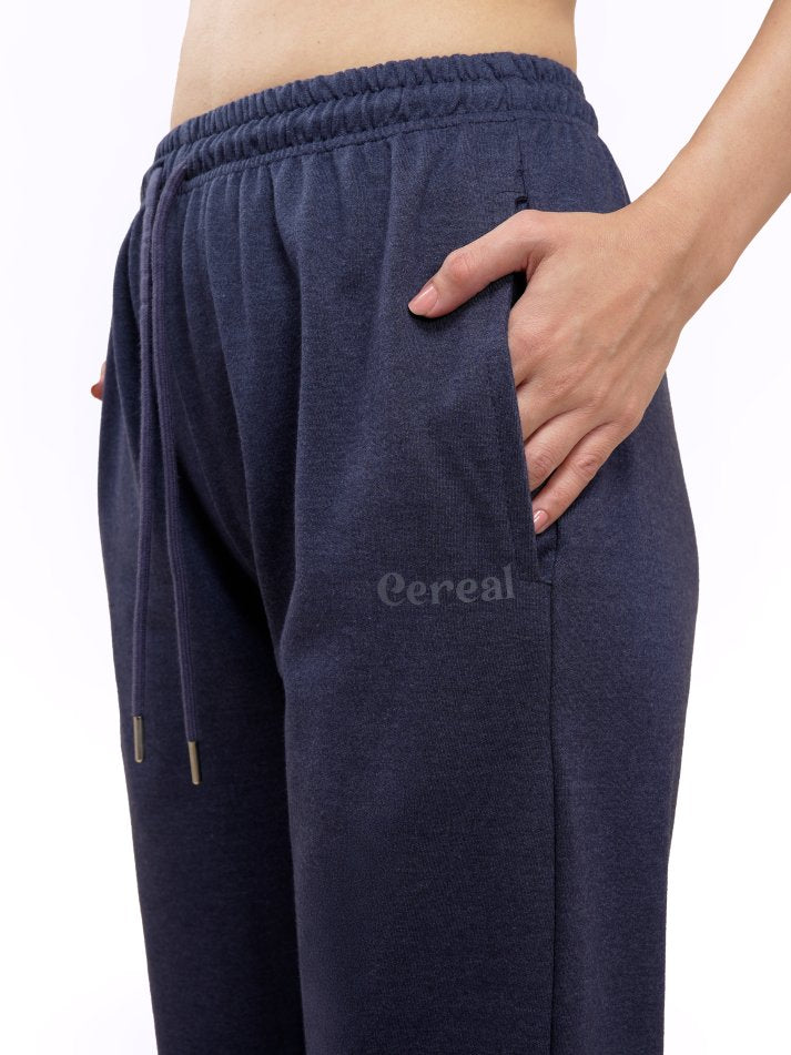 Navy Milange A-Line Bomber Pants for Women