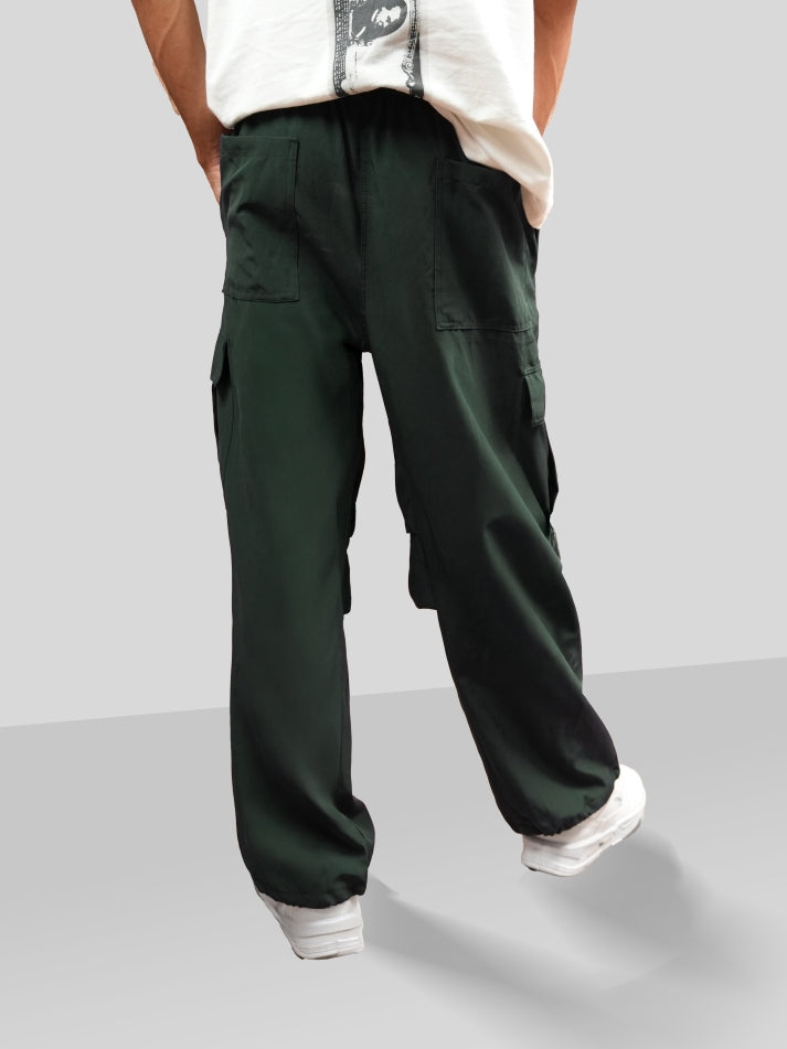 VIRAL Green Parachute Pants Loose Fit