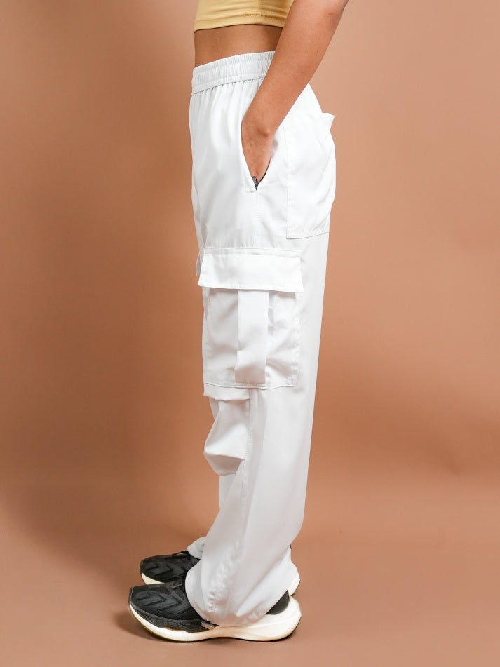 VIRAL White Parachute Pants Loose Fit For Women
