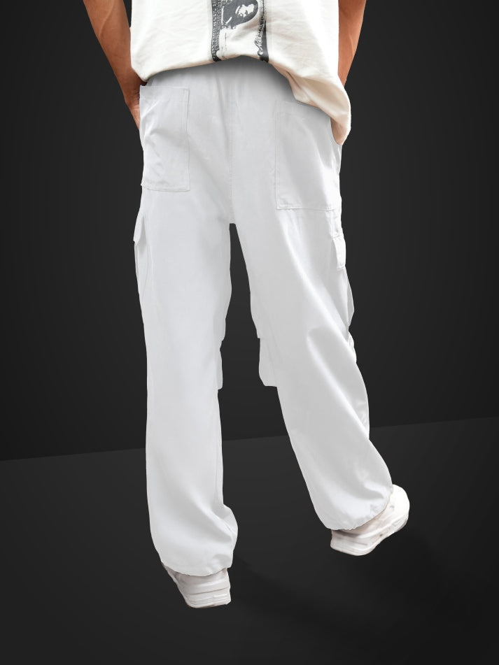 VIRAL White Parachute Pants Loose Fit