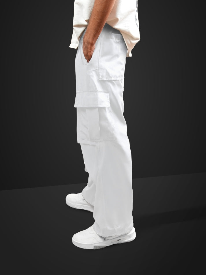 VIRAL White Parachute Pants Loose Fit