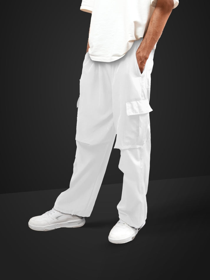 VIRAL White Parachute Pants Loose Fit