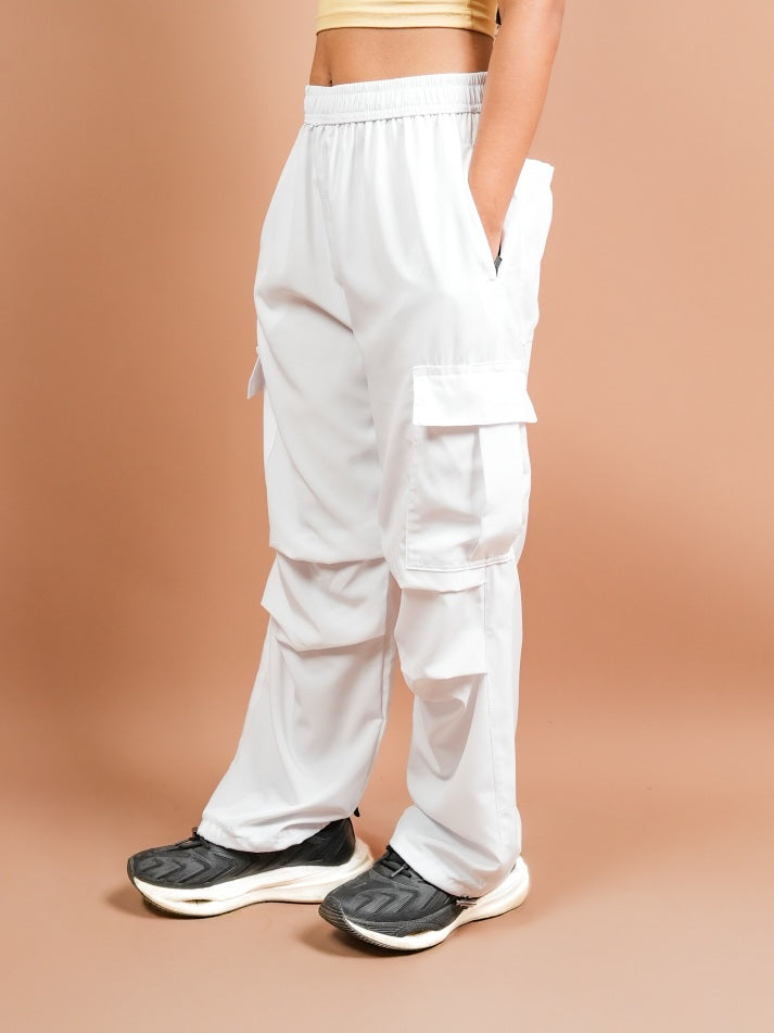 VIRAL White Parachute Pants Loose Fit For Women