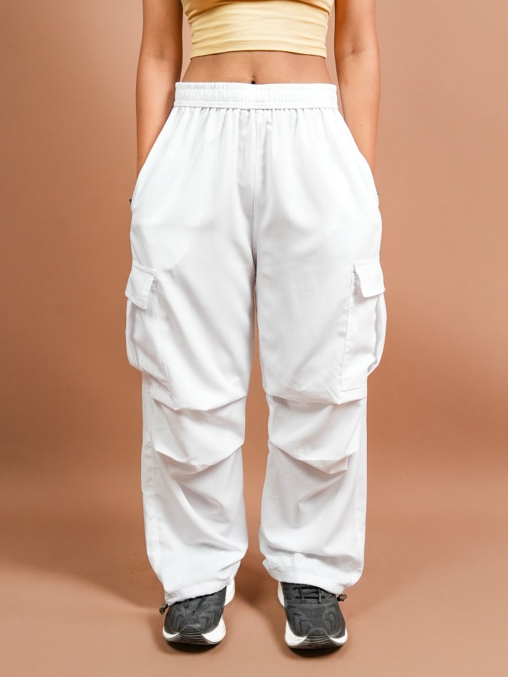 VIRAL White Parachute Pants Loose Fit For Women