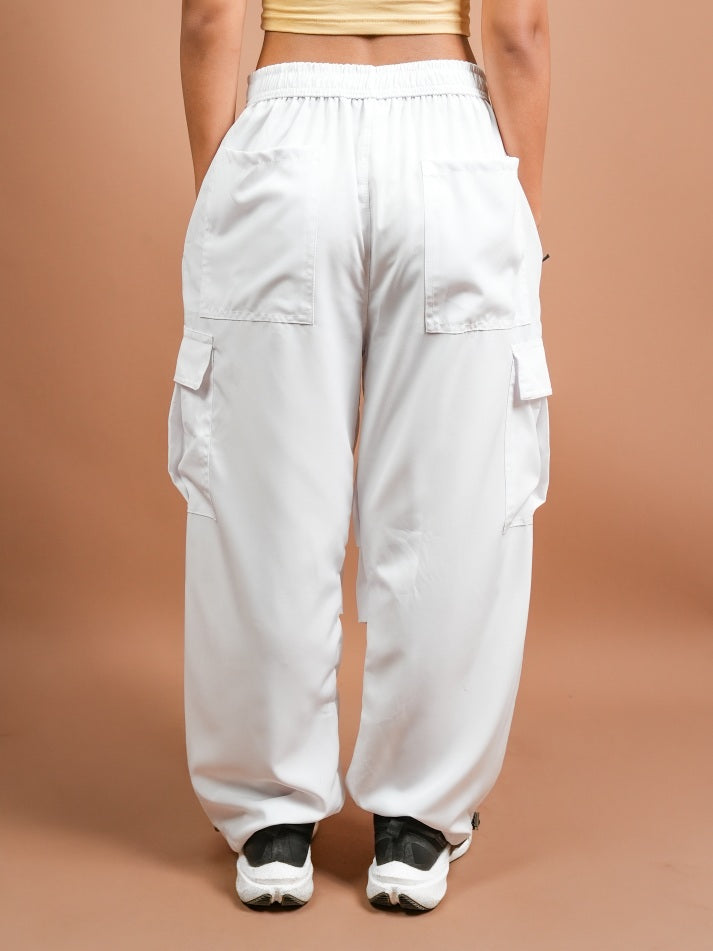 VIRAL White Parachute Pants Loose Fit For Women