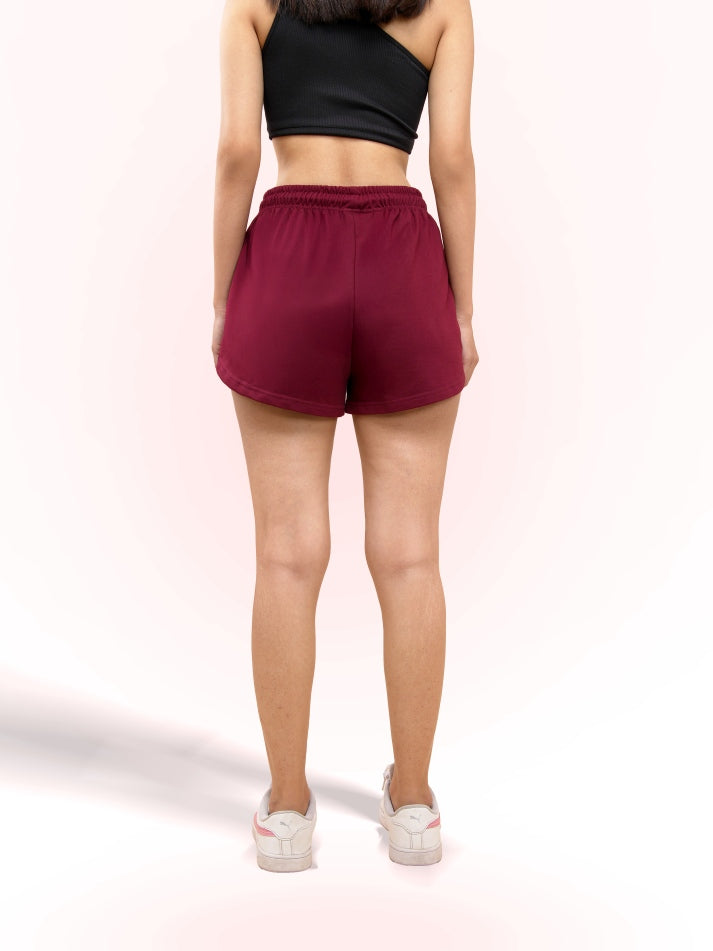 Cherry Red Sweat Shorts For Women