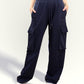 Navy Milange Cargo Track Pants