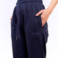 Navy Milange Gathered Joggers