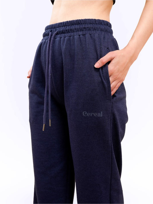 Navy Milange Gathered Joggers