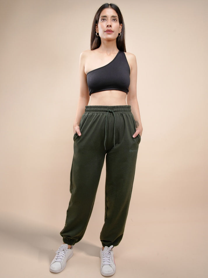 Olive Green Gathered Joggers