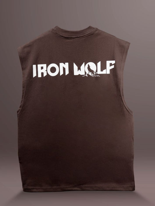Brown Oversized Iron Wolf Tank Tee