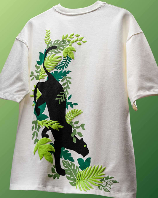 Green Leopard Oversized Heavy French Cotton T-Shirt